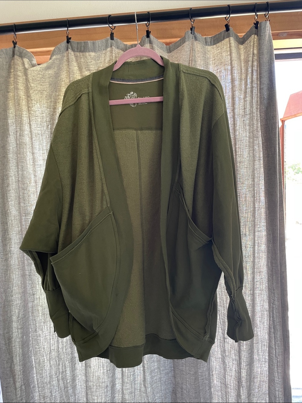 Anthropologie Olive Green Open-Front Pocket Jacket